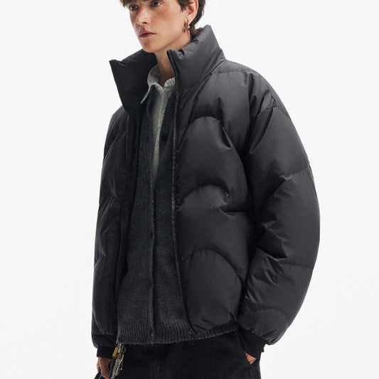 Stand Collar High Fill Down Jacket For Men, Winter Thickened Warmth