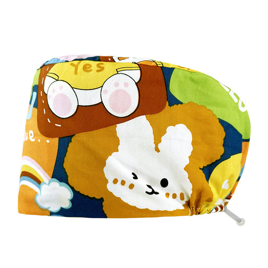 Printed Operating Room Hat Nurse Bead Caps Female Doctor's Cap Stomatology Department Plus Clinch Cap ICU Nurse Hat