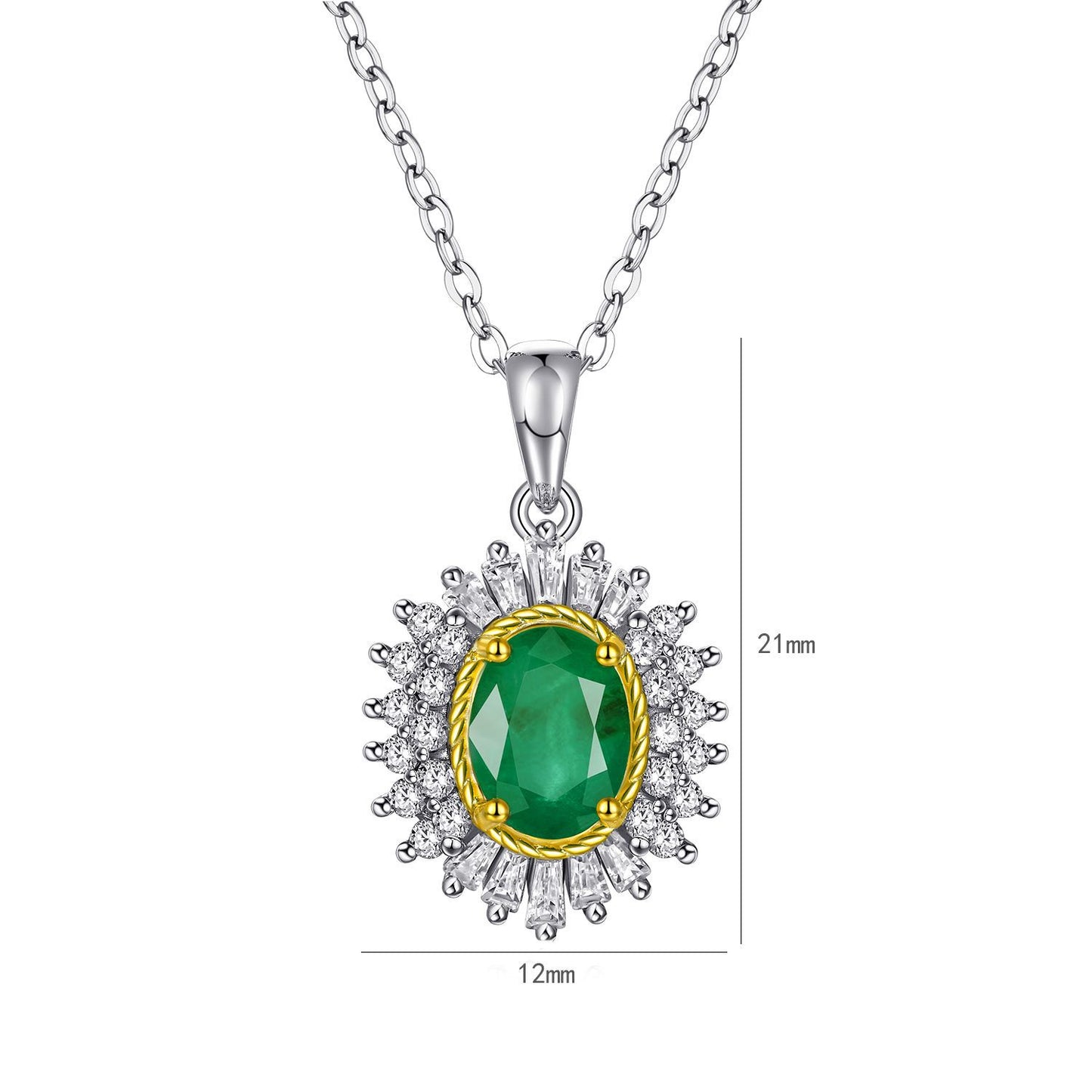 Natural Emerald Pendant Feminine Minority Design Jewelry S925 Silver Chain