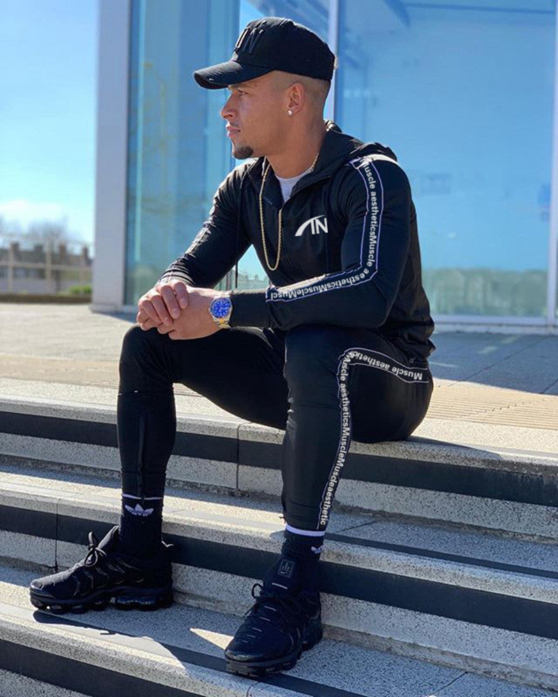 Mans Casual Fashion Sportswear Suit Gym Fitness Tracksuit Hoodies Long Sleeve