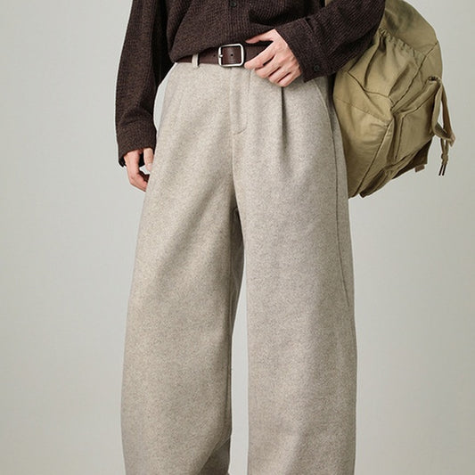 Thickened Wide-leg Pants Old-money Style Straight-leg