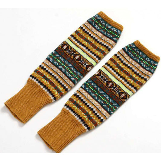 Knitted Chunky Socks AutumnWinter Fluorescent Camo Leg Warmers Womens Over-the-Knee Thermal Boot Cuffs Sock Covers