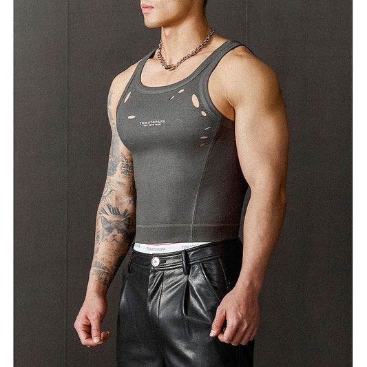 Mens Stretchy Ripped Training Wear Fitness Apparel