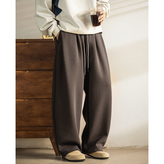 Casual Pants With A Pleated Waistband And Dual Drawstrings