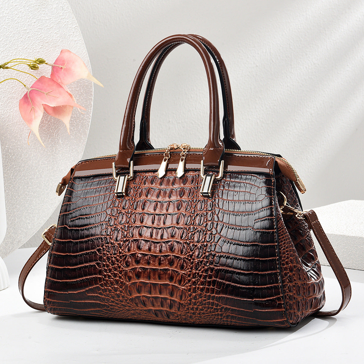 Patent Leather Large-Capacity Commuter Handbag European And American Style