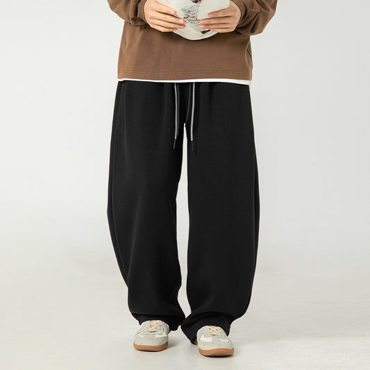 Draped Casual Long Pants With Double Drawstrings