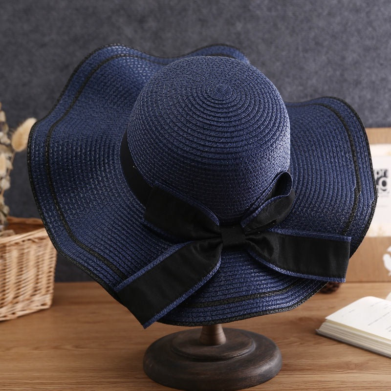 Summer Sun Hat Women Straw Hats Sunshade Panama Fashion Bow Beach Hat Foldable Travel Caps