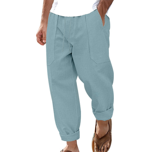 Breathable Sweat Absorbing Solid Color Trousers Basic Style Casual Wide Leg Pants