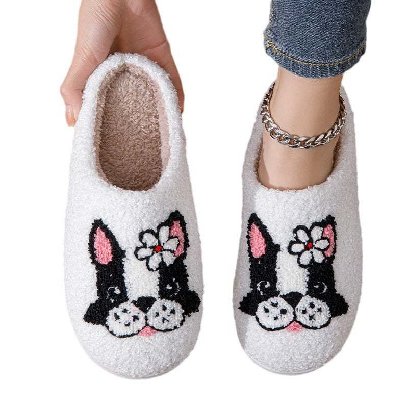 Men And Women Colored Dogs Cartoon Cotton Slippers