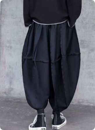 Wide Leg Warrior Pants With Male Frayed Edge Design, Nine Tenths Fat