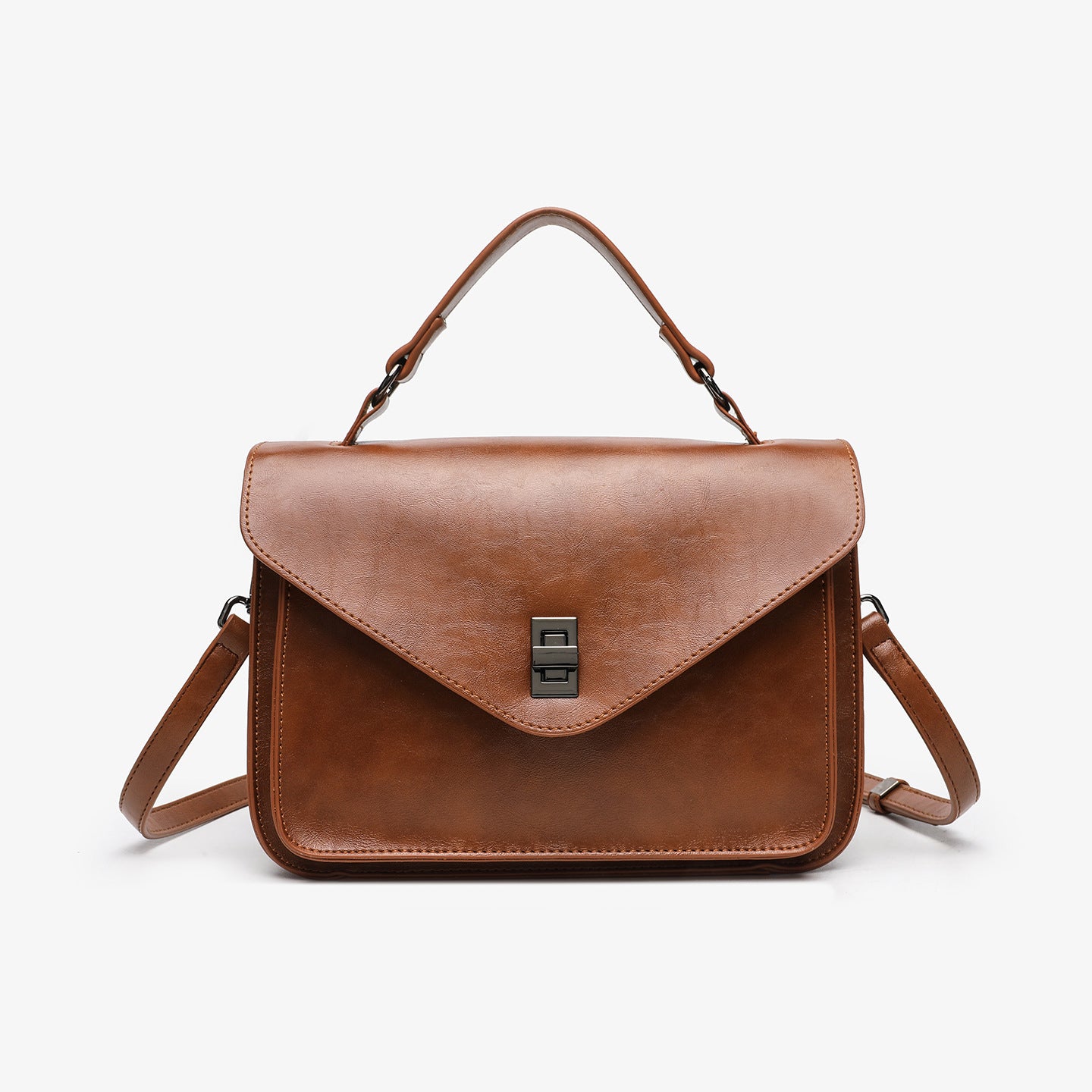 Oil-waxed Leather Vintage New Style Minimalist Fashionable Elegant Womens