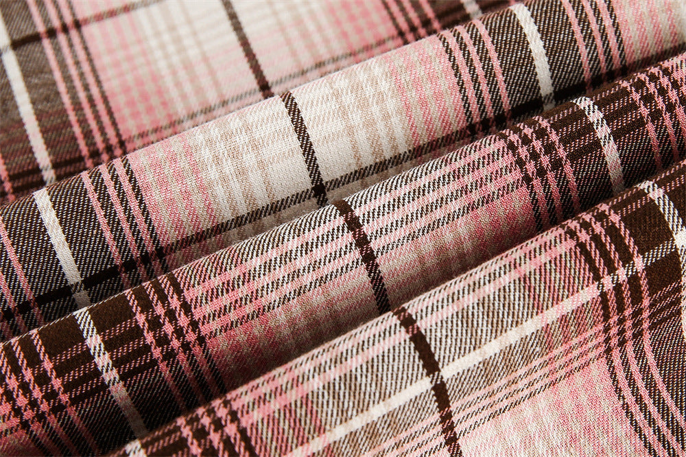 Stitching Plaid Short Sleeve Men And Women