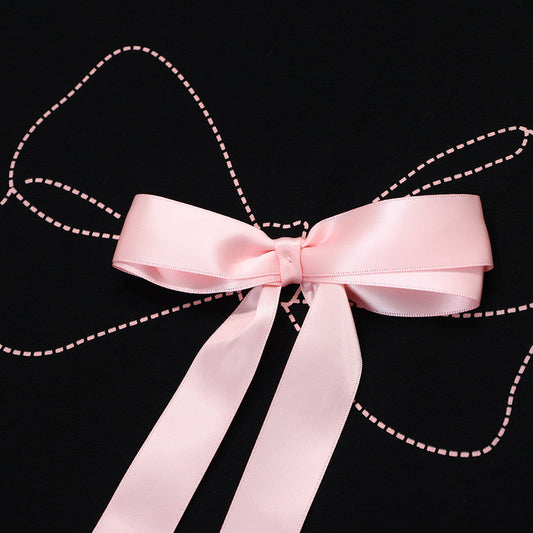 Bow Ribbon Short Sleeve Men And Women