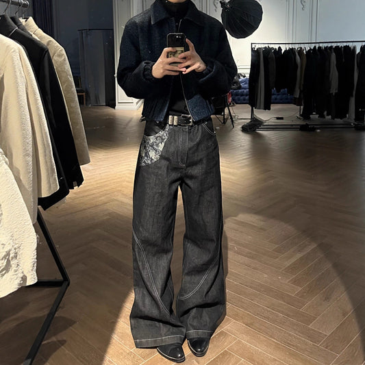 Men's Slightly Flared Loose-fitting Wide-leg Trousers