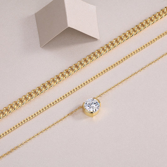 3-carat High-quality Morganite Gemstone-laden Luxurious And Fashionable Minimalist Trend Jewelry Silver Pendant Necklace With Collar Chain, S925 Silver Electroplated With Gold