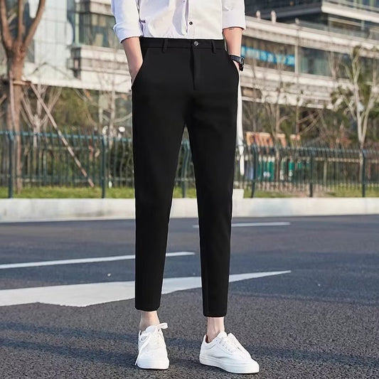 Men's Fashionable Slim-Fit Casual Drapey Cropped Trousers