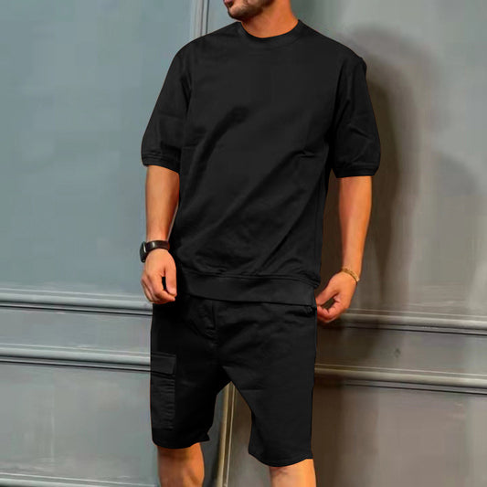 Men's Workwear Multi-pocket Shorts Tracksuit