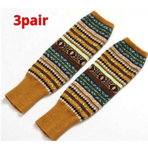 Knitted Chunky Socks AutumnWinter Fluorescent Camo Leg Warmers Womens Over-the-Knee Thermal Boot Cuffs Sock Covers