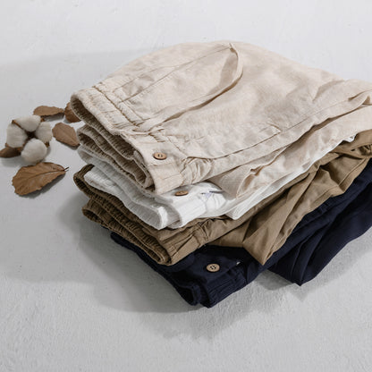 Men's Drawstring Casual Linen Straight-leg Pants