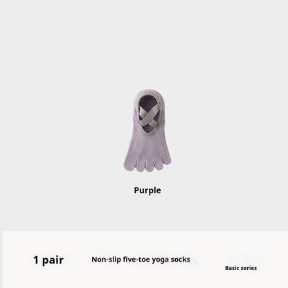 Non-slip Professional Womens Five-finger Cotton Indoor Sports And Fitness Socks