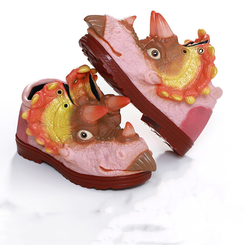 Creative Runaway Dinosaur Children's Shoes Waterproof Non-slip Rain-proof Boy Sports Shoes Toddler Shoes Plus Velvet Baby Funny Shoes