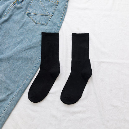 Stockings Women's Tube Ins Tide Socks Street Autumn And Winter Black And White Long Socks Women's Solid Color Sports Custom Cotton Socks