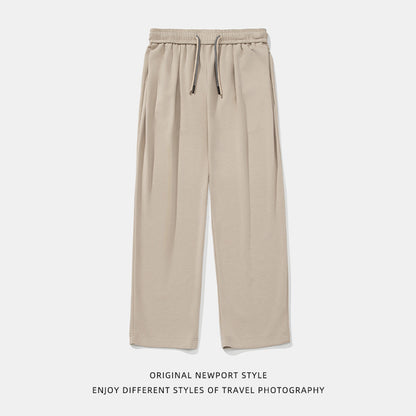 Casual Pants With A Pleated Waistband And Dual Drawstrings