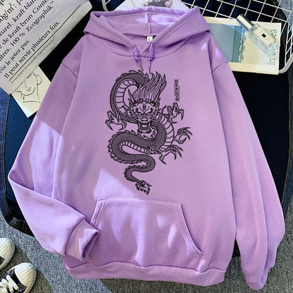 Hoodies Men Chinese Dragon Print Hood