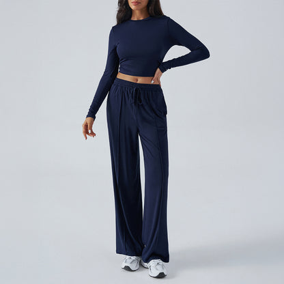 European And American Yoga Sports Long Sleeve Inner Wear Trousers Suit Women