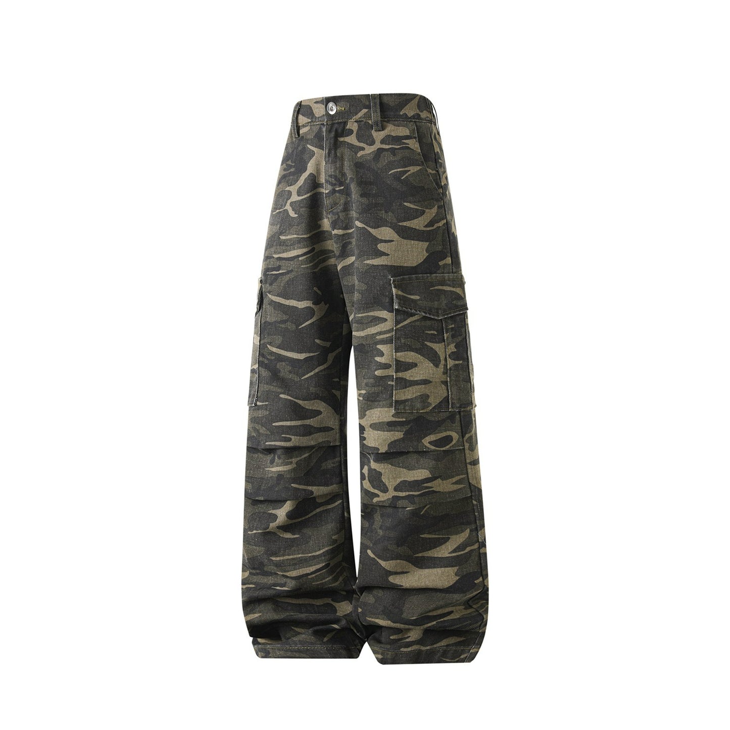Workwear Camo Casual Pants Mens Straight-Leg Wide-Leg Trousers