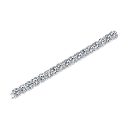Half Summer Splendor - Luxurious And Fashionable Light Luxury Jewelry Silver Bracelet And Bracelet Set With Top-quality Moissanite, S925 Silver Plated Platinum.