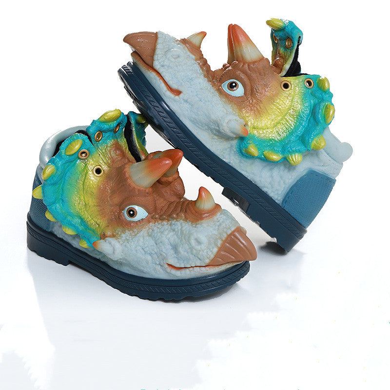 Creative Runaway Dinosaur Children's Shoes Waterproof Non-slip Rain-proof Boy Sports Shoes Toddler Shoes Plus Velvet Baby Funny Shoes