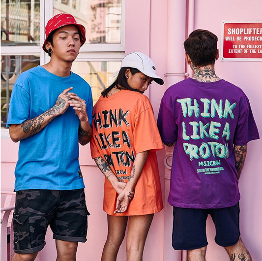 Original European and American trend brand, cotton bottoming, color folding, short sleeves, T-Shirts, lovers, American fashion brand hiphop, half sleeved women.