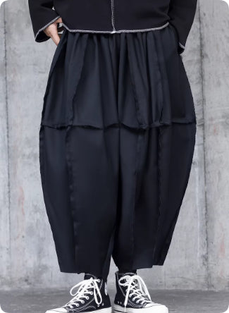 Wide Leg Warrior Pants With Male Frayed Edge Design, Nine Tenths Fat