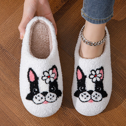 Men And Women Colored Dogs Cartoon Cotton Slippers