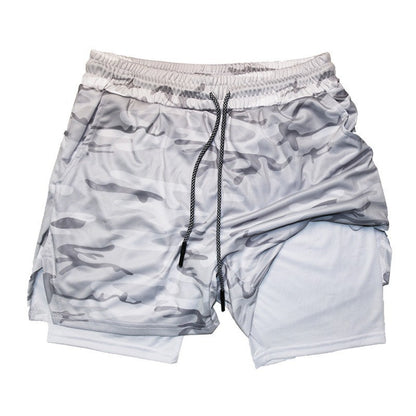 Men's Double-Layer Quick-Drying Breathable Sports Shorts With Pockets