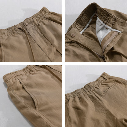 Men's Drawstring Casual Linen Straight-leg Pants