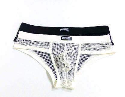Men's Underwear Transparent Mesh Briefs Low Waist Convex Design Underwear Men