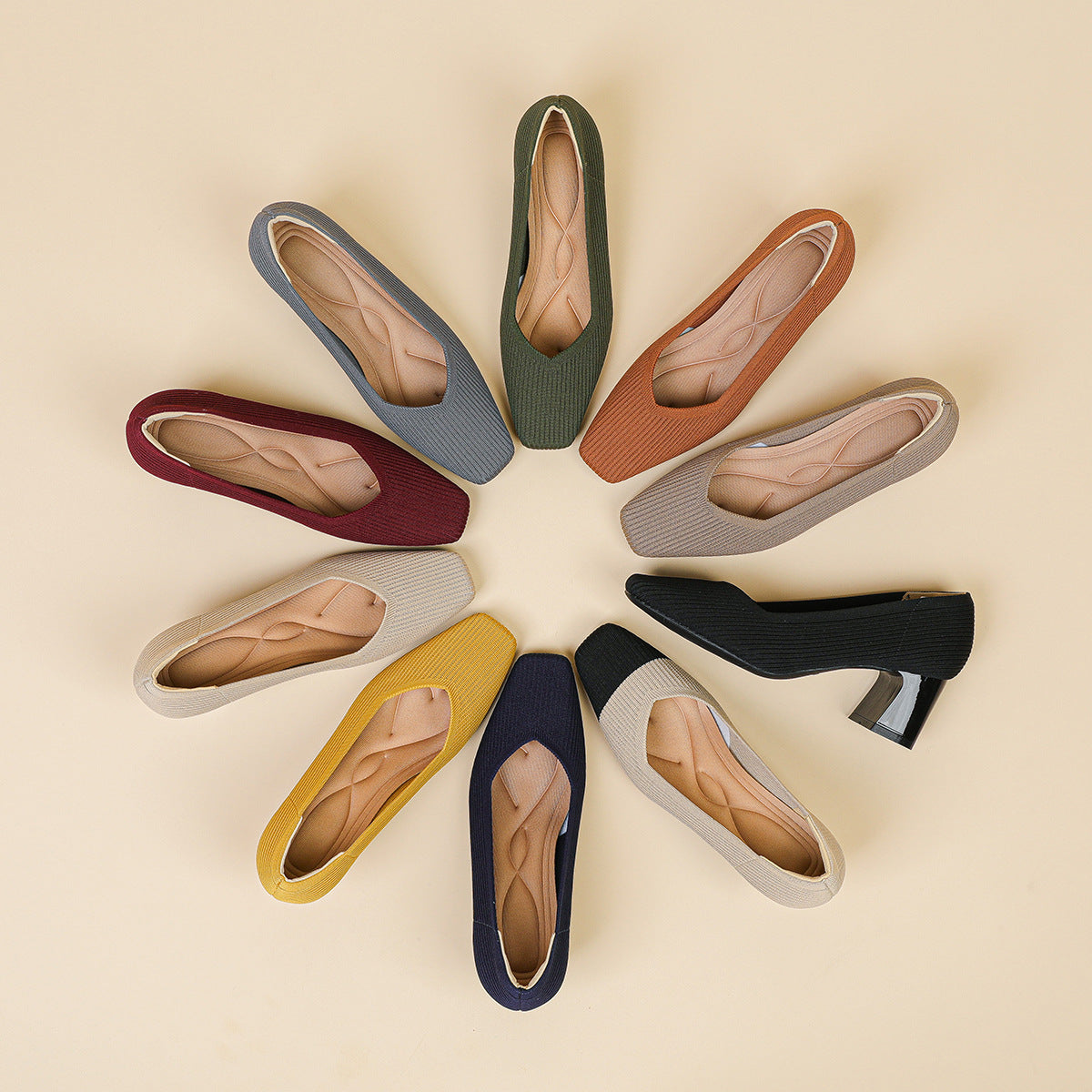 Rough Heeled Square Toe High Heels For Women