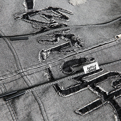 Irregular Stitching Hooded Denim Jacket Women