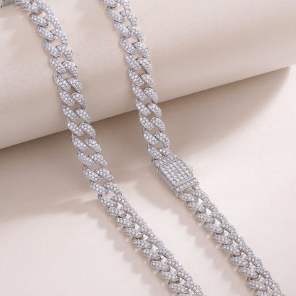 Silver Island Crushed Ice - A Luxurious And Fashionable Light Luxury Jewelry Necklace Pendant Set With Top-quality Moissanite, S925 Silver Plated Platinum