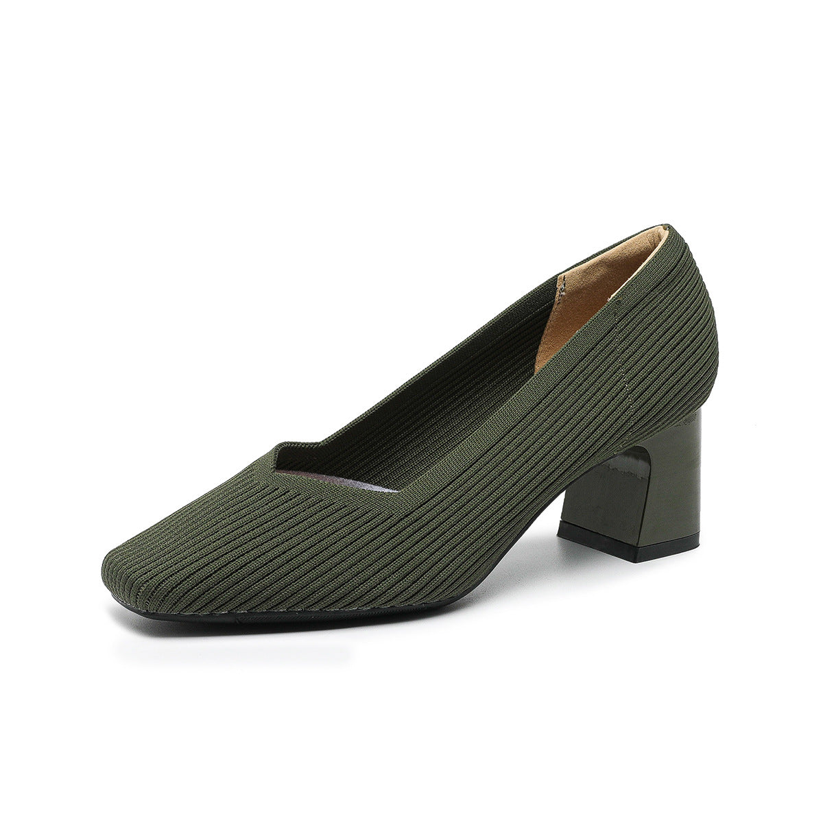Rough Heeled Square Toe High Heels For Women