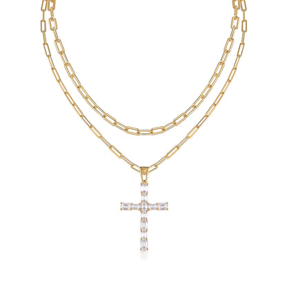 Engraved With Top-quality Moissanite, This Luxurious And Fashionable Minimalist Jewelry Consists Of A Silver Pendant Necklace, A Collar Chain, And S925 Silver Electroplated With Gold.