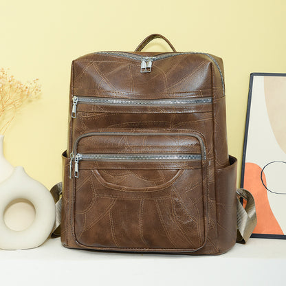 Women's Backpack PU Soft Leather Large Capacity