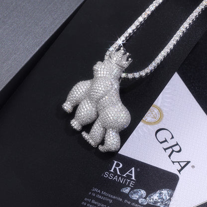 Set With Top-quality Moissanite, This Luxurious And Fashionable Light Luxury Trend Jewelry Necklace Pendant Is Made Of S925 Silver Electroplated With Platinum