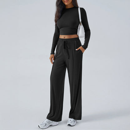 European And American Yoga Sports Long Sleeve Inner Wear Trousers Suit Women