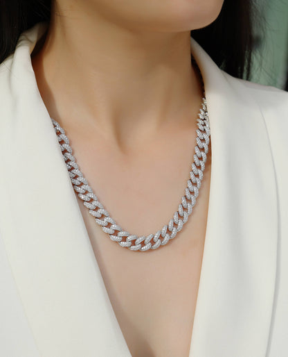 Silver Island Crushed Ice - A Luxurious And Fashionable Light Luxury Jewelry Necklace Pendant Set With Top-quality Moissanite, S925 Silver Plated Platinum