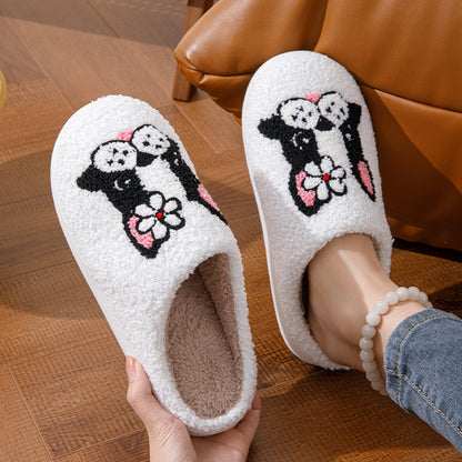 Men And Women Colored Dogs Cartoon Cotton Slippers