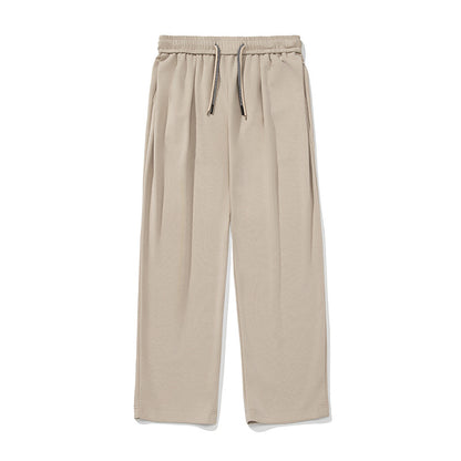 Casual Pants With A Pleated Waistband And Dual Drawstrings