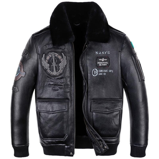 Leather Jacket Flight Suit For Men